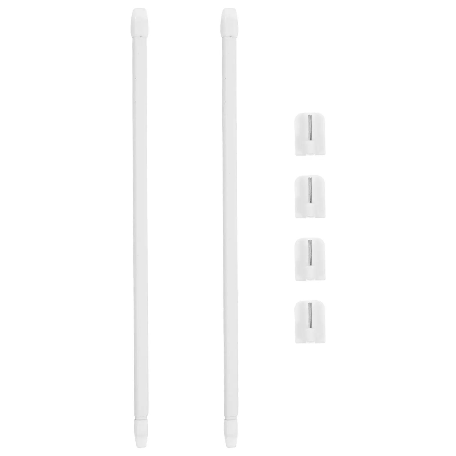 

Telescopic Shower Curtain Rod Curtains Adjustable Tension White Plastic Bathroom