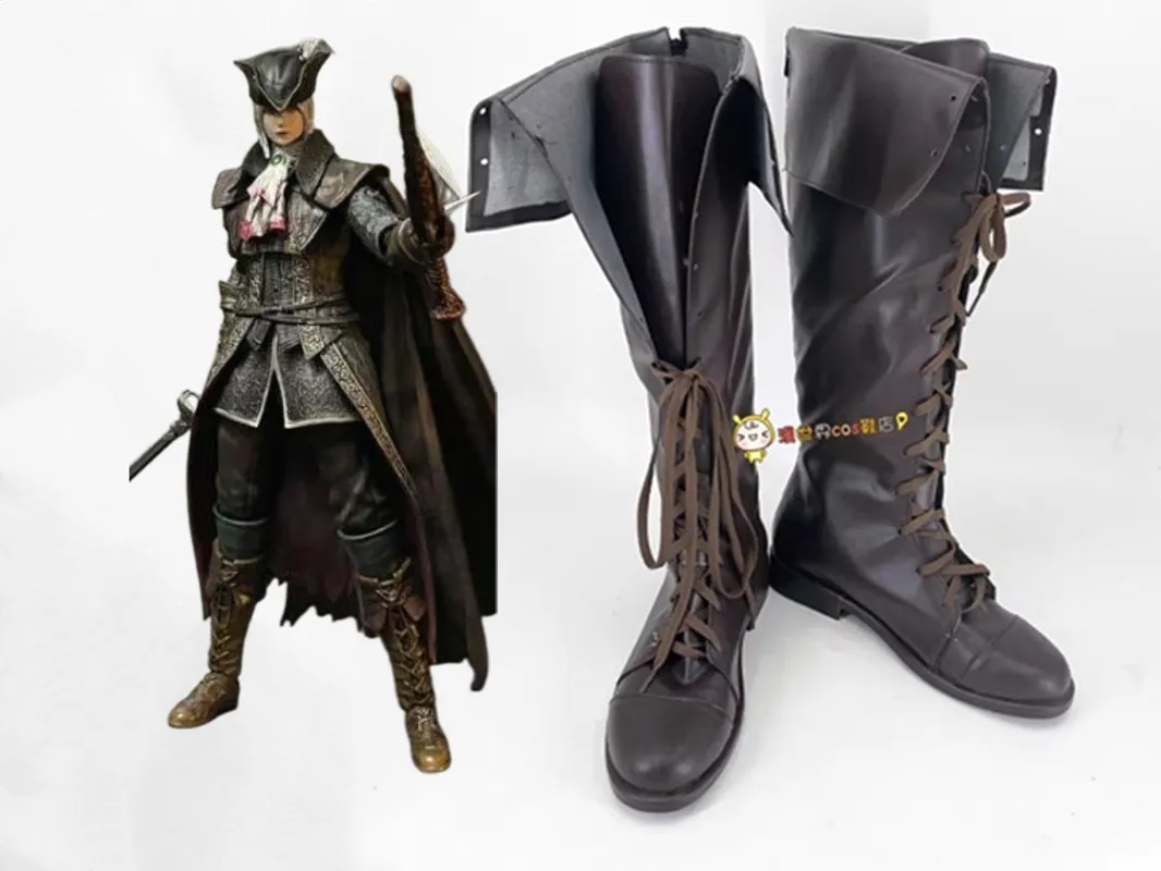 

Games Bloodborne Lady Maria Hunter Cosplay Shoes Handmade Faux Leather Boots
