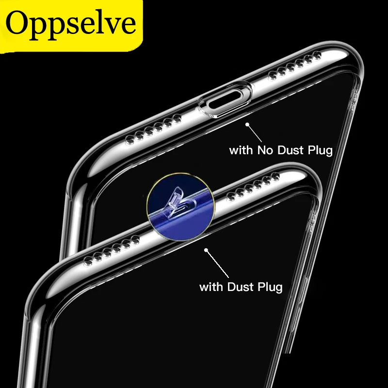 Dust Plug Silicone Phone Case for iPhone 15 14 11 12 Pro Max 6 6s 7 8 Plus Transparent Clear Phone Cover for iPhone X XR XS SE3