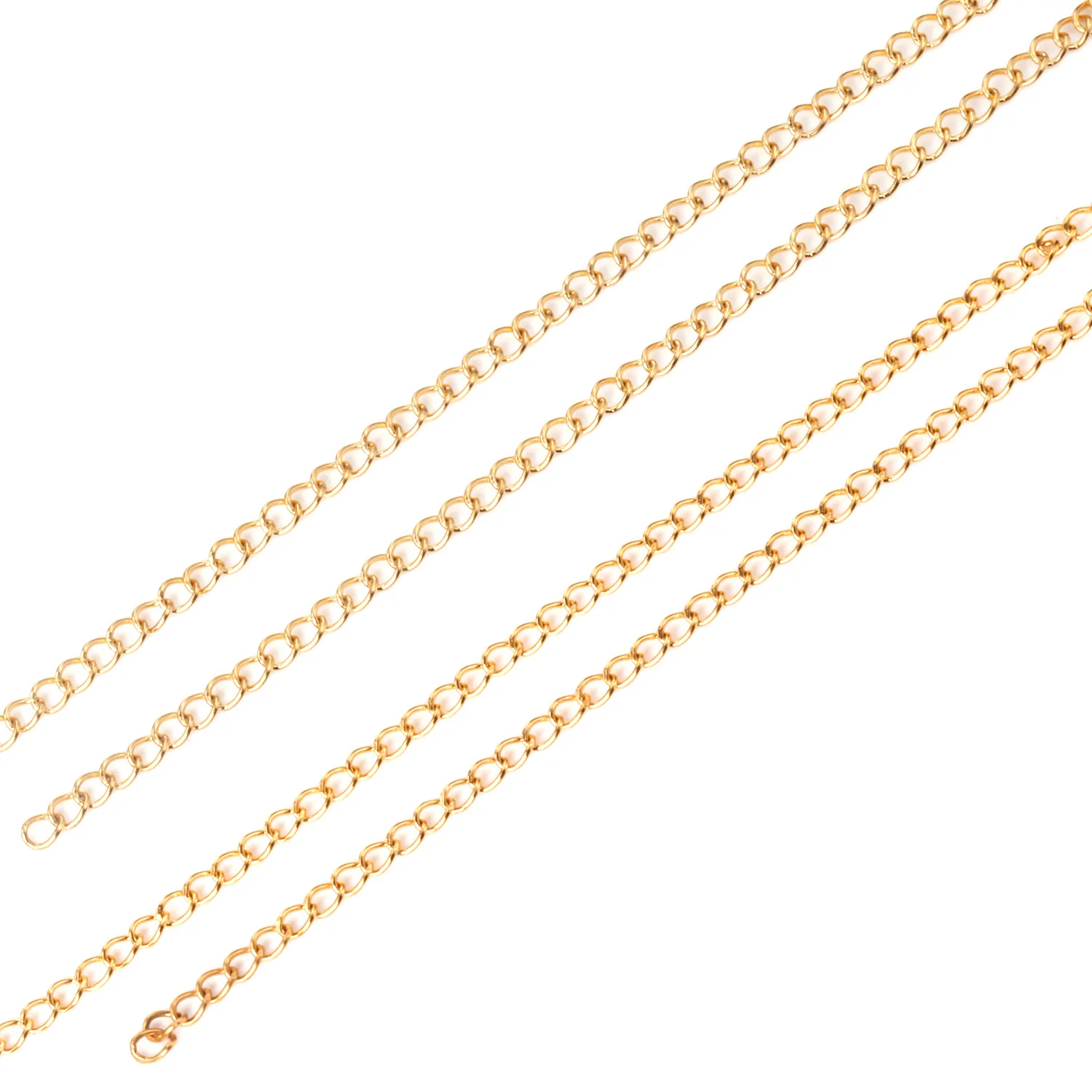 LUXUSTEEL 10 Meter Long Chains Necklace For Women DIY Jewelry Wholesael Stainless Steel No Fade Golden Necklace For Pendants