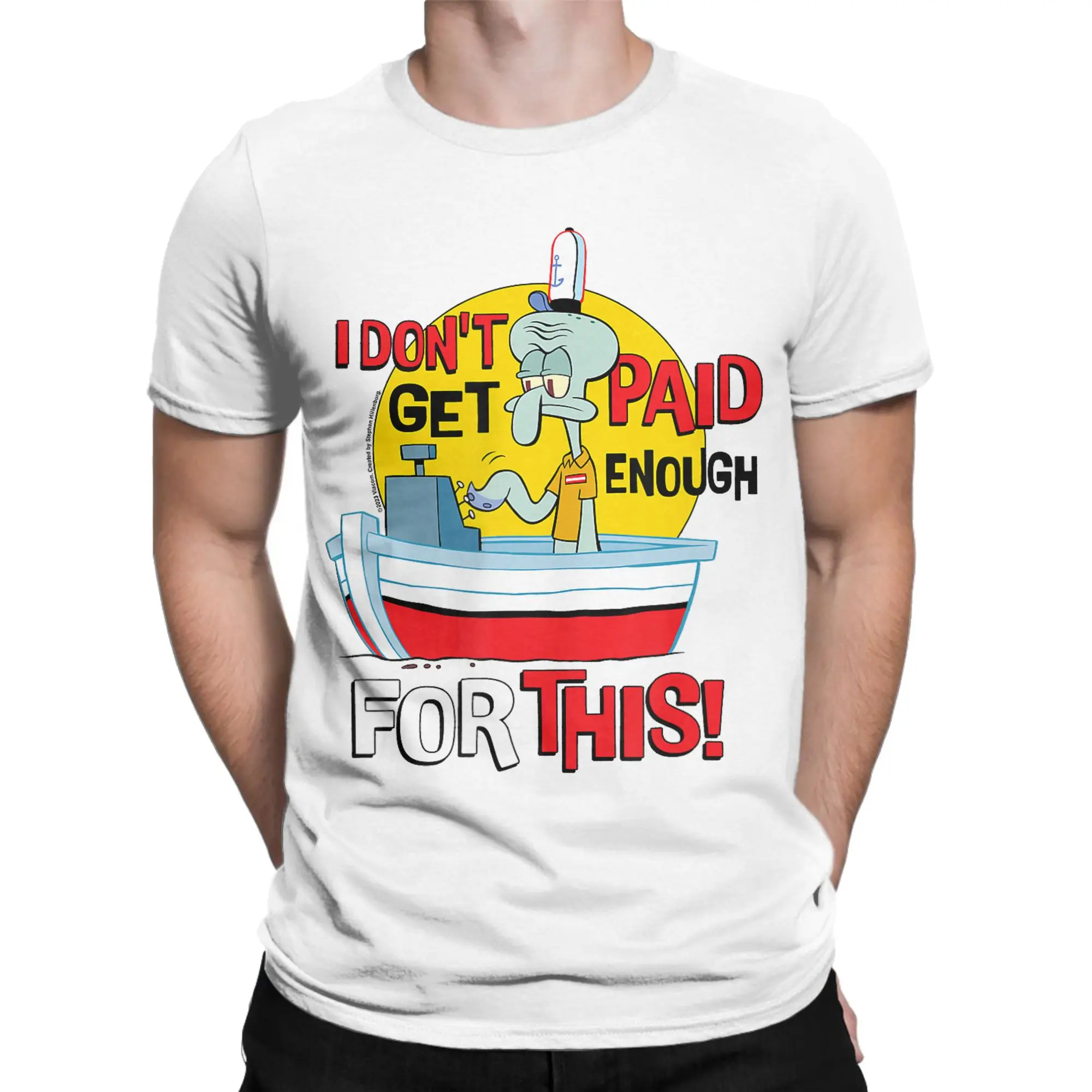 Men Spongebobs Squidward Don‘t Get Paid Enough T Shirts Cotton Tees Summer Y2K Short Sleeve T-Shirt O Neck Tee Shirt Plus Size