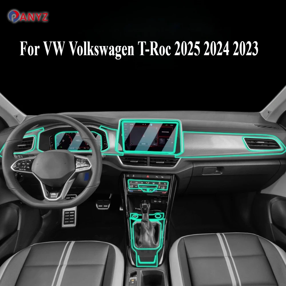 For VW T-Roc 2025 2024 2023 Interior Accessories transparent TPU GPS Navigation Gear Panel Center Console