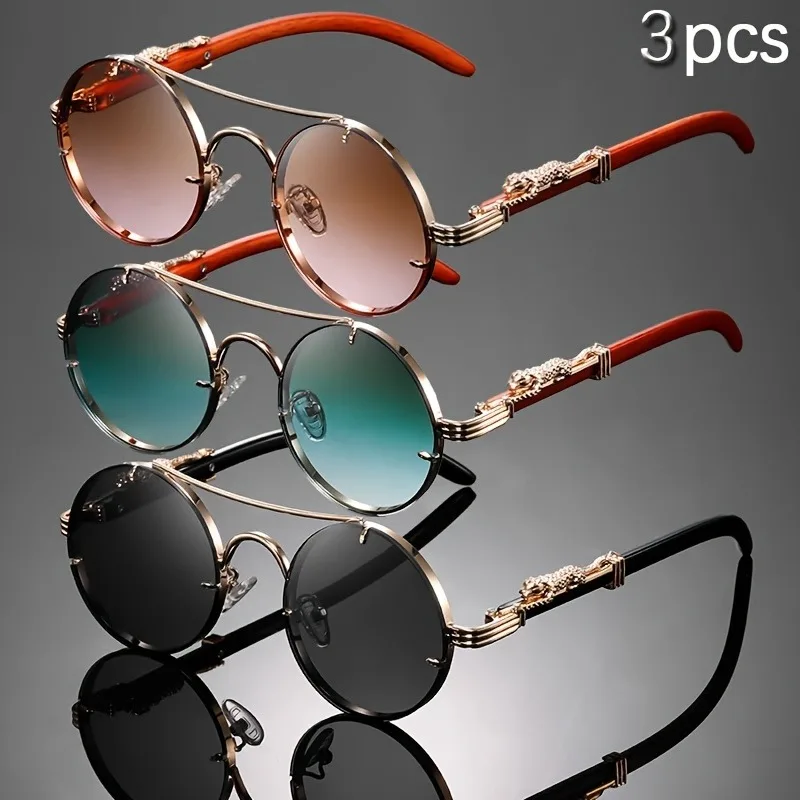 3PACK Fashionable Double Beam Women's Glasses with Cheetah Decoration, Legs for Couples, Same Style