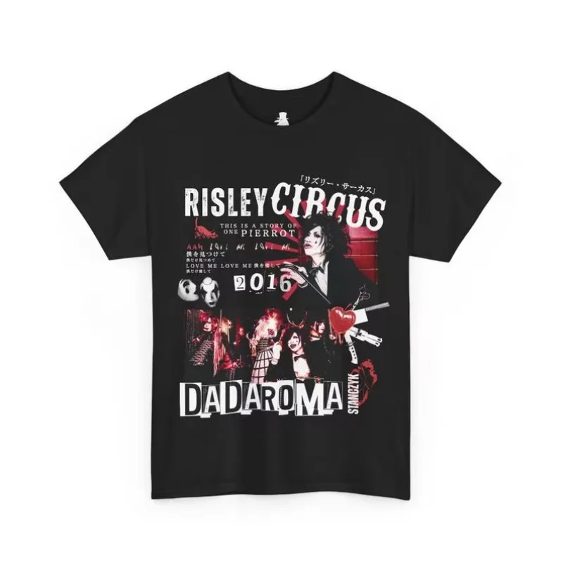 DADAROMA Risley Circus 2016 T-shirt Vintage Washed Visual Kei Streetwear Unisex Oversized Crew Neck Cotton Short Sleeve Tee Tops