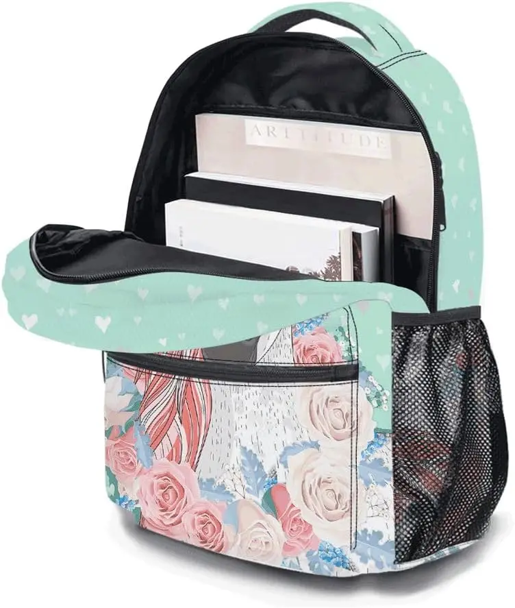 Bloemenpaardenrugzak, lichtgewicht duurzame laptoptas 3D-geprinte dagrugzak met meerdere zakken, stijlvolle schouderrugzak