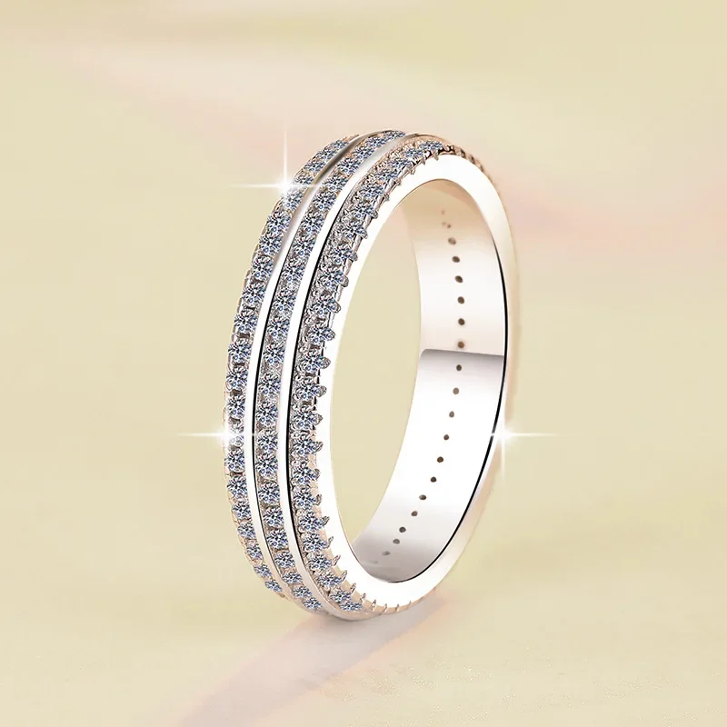Lynge Jewelry Full Diamond Starry Sky Ring Women's 1CT Moissanite PT950 Platinum - Exquisite micro-inlay craftsmanship, non-fall