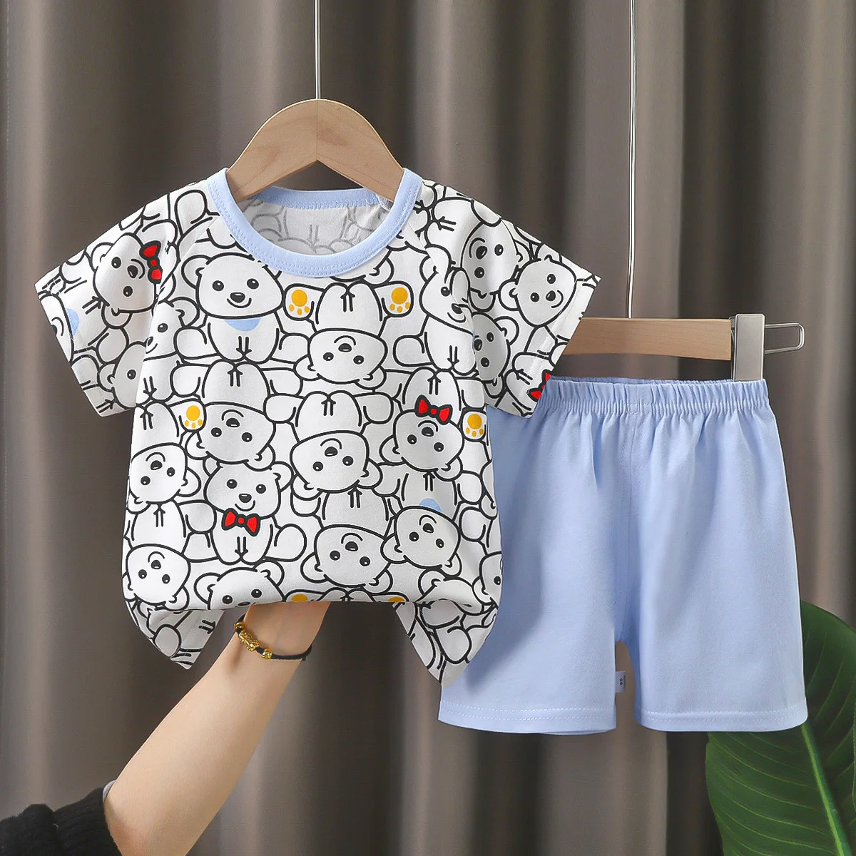 1-3T summer children kids boys girls fashion casual cotton short sleeve T shirt shorts sets suits