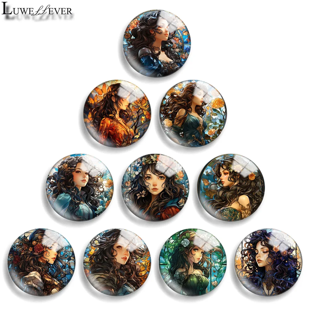 12mm 10mm 20mm 25mm 30mm 40mm 903 Beauty Art Mix Round Glass Cabochon Jewelry Finding 18mm Snap Button Charm Bracelet