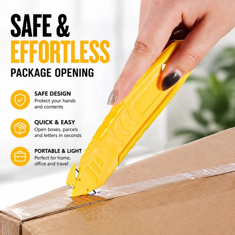 Box Cutter Knife Set, Portable Package Opener Utility Knife for Boxes, Quick Open Parcel Letter Opener Tool for Home Office