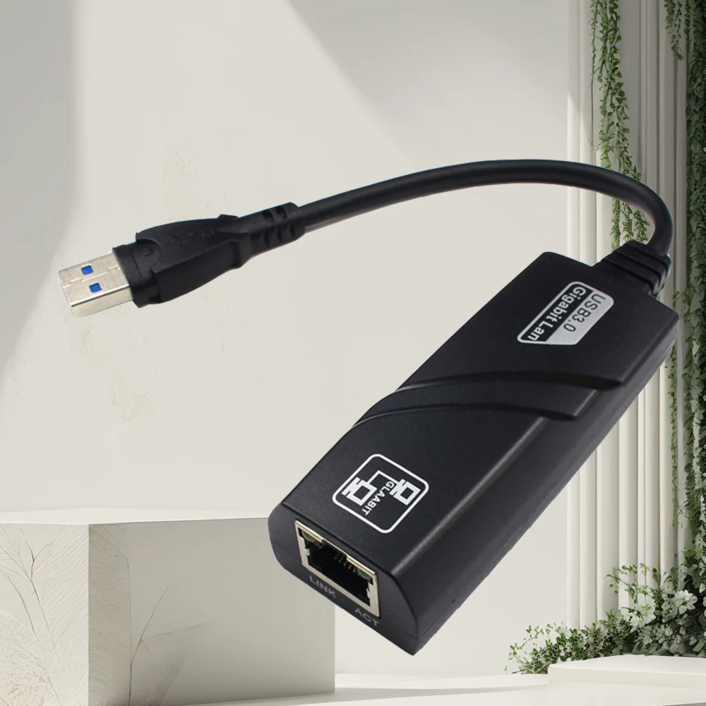 بطاقة شبكة إيثرنت RJ45 سلكية USB 3.0 إلى جيجابت LAN (10/100/1000) محول شبكة ميجابت في الثانية للكمبيوتر الشخصي