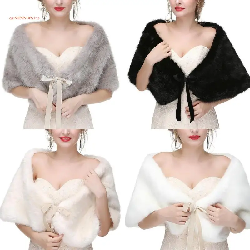 

Luxurious Faux Furs Shawl Wrap for Brides and Bridesmaids Fuzzy Stoles Boleros