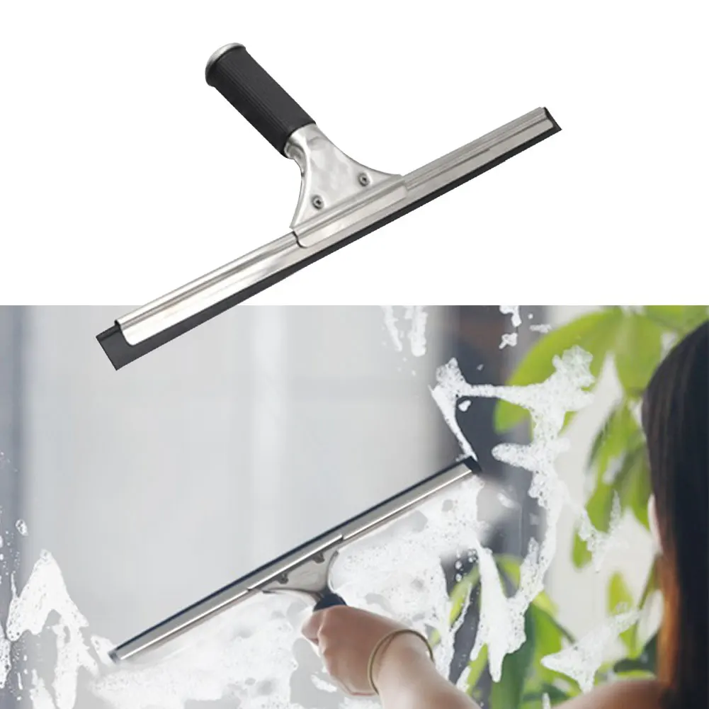 Home 25cm 35cm Stainless Steel Non Slip Window Squeegee Wet Room Glass Wiper With Blade Household Cleaning Accessories