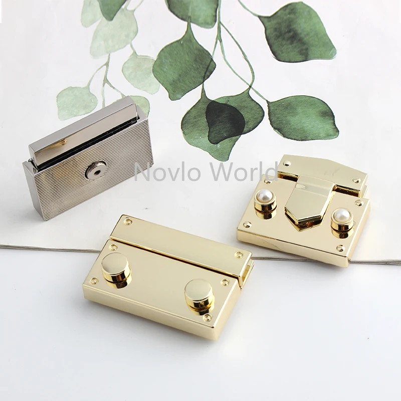 2-10sets 3 Size 2 Colors Metal Square Pressed Locks,New Fashion Leather Bag Handbag Man Briefcase Snap Lock Hardware Parts