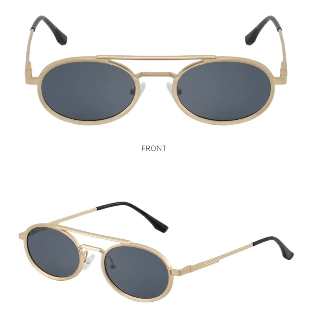 نظارات شمسية كلاسيكية دائرية بيضاوية بإطار صغير وعدسات متعددة الألوان وظلال نظارات معدنية خفيفة الوزن UV400 نظارات شمسية للعطلات #2