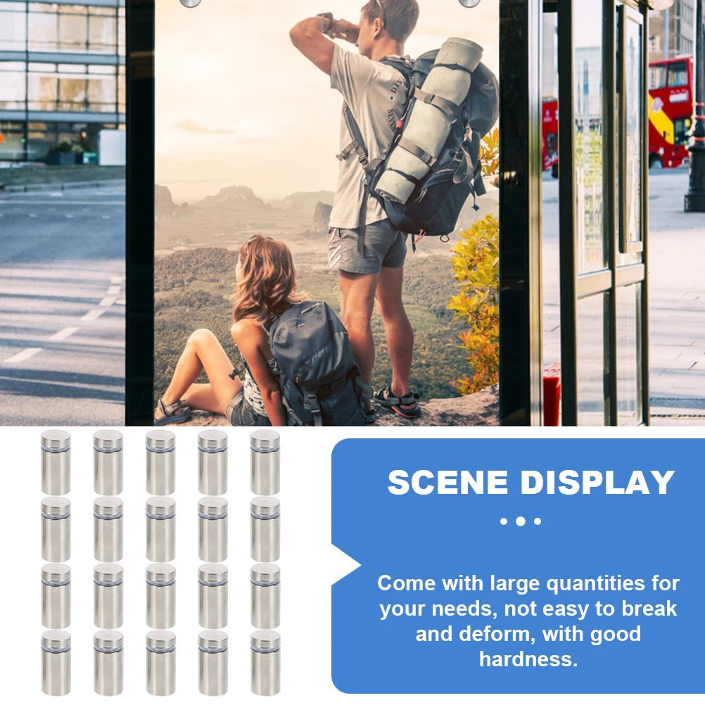 

20pcs Advertising Standoff Screws Stainless Wall Mount Glass Sign Frame Fasteners For Office Home Use Standoff Holder