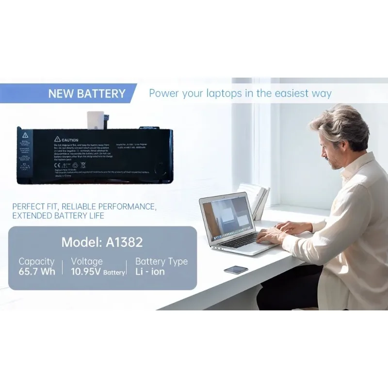A1382 10.95V 65.7Wh 6000mAh Laptop Battery For Apple For Macbook Pro 15