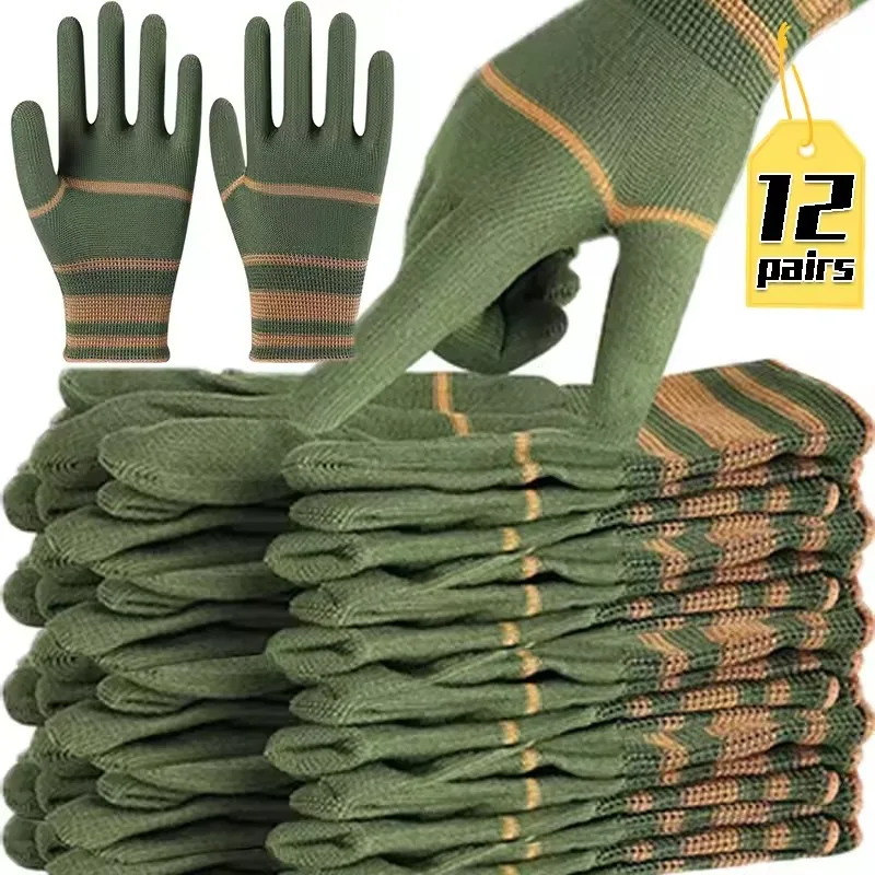 1/12pairs Safety Work Gloves Men Women Anti Slip Wear Resistant Protective Gloves Construction Gardening Working Gloves Outdoor