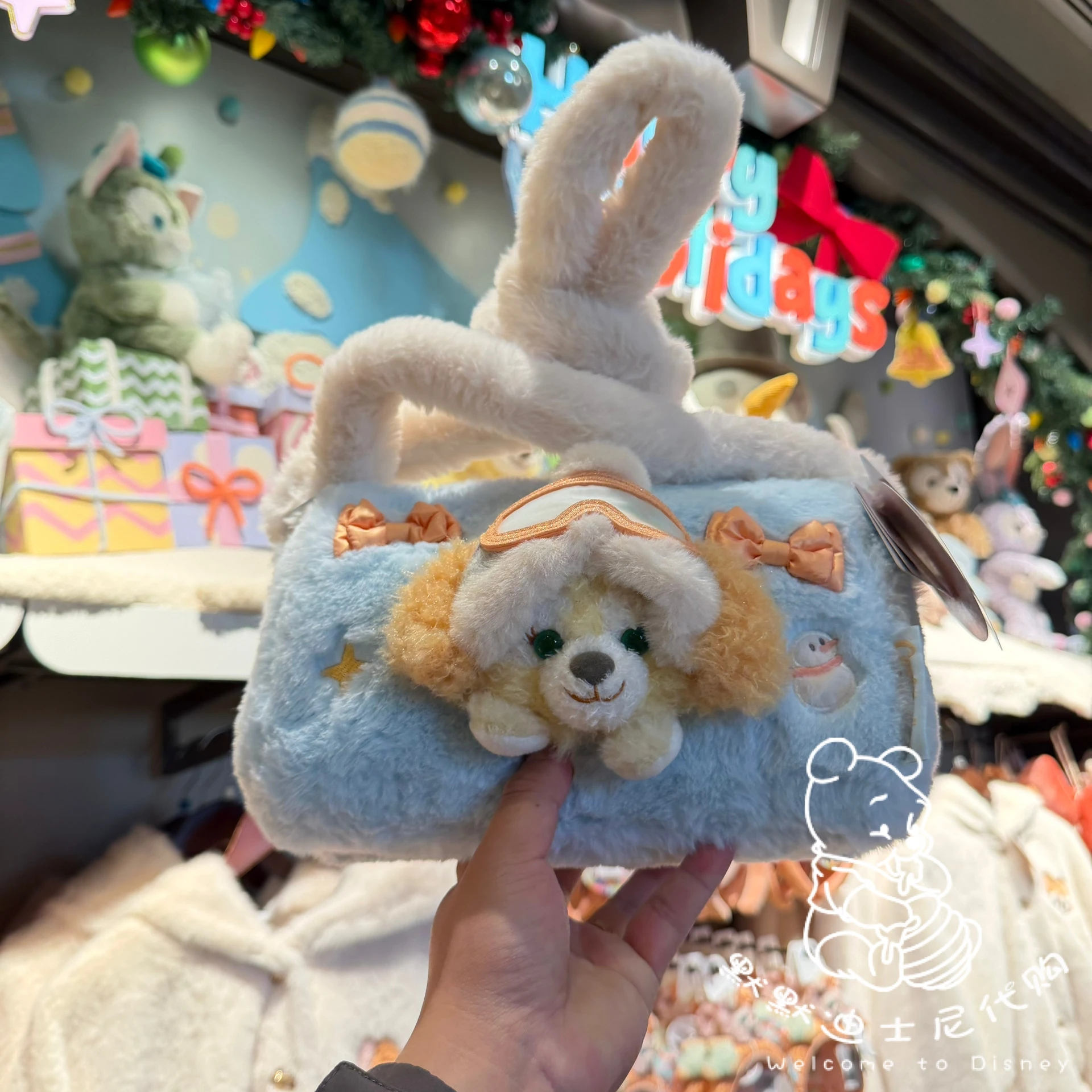 shanghai-disneyland-ice-and-snow-partner-keqi'an-cake-cartoon-plush-handbag-one-shoulder-crossbody-bag