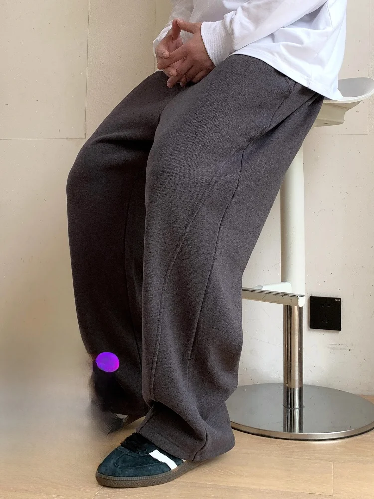 

the Pang Large Size Men's Casual Pants Thiened Woolen Simulation Loose Straight Leg Autumn Winter Faionable Youth Sle