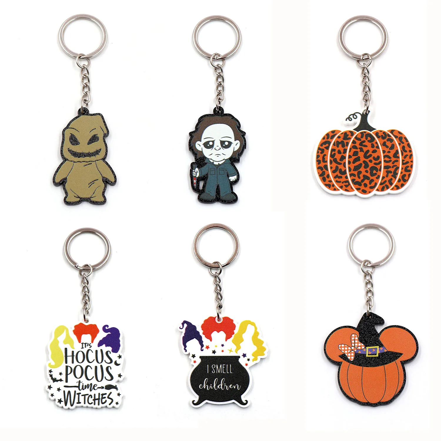 Halloween Keyring I Smell Children Hocus Pocus Pumpkin Movie Character Glitter Acrylic Keychain Laser Cut