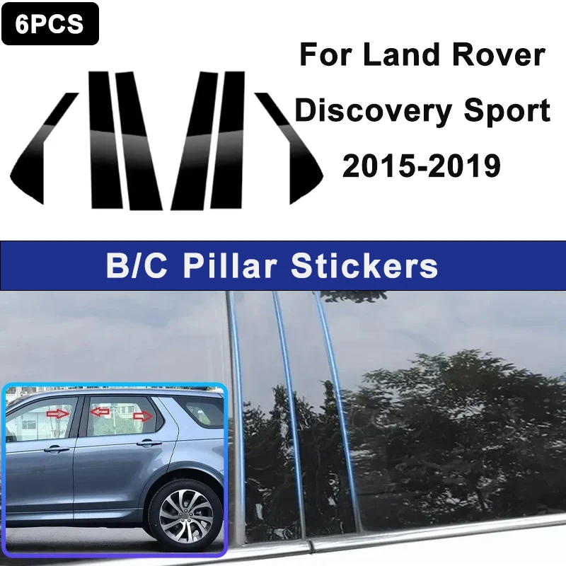 

For Land Rover Discovery Sport 2015-2019 Glossy Black PC Material Window Column Car Door Center B C Pillar Post Cover Trim