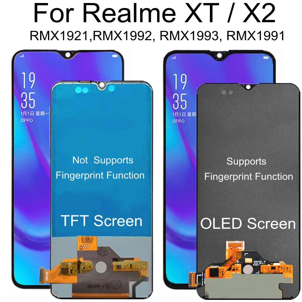 6.4 TFT LCD For OPPO realme X2 EMX1991 LCD Display Touch Screen Digitizer Assembly Replacement For phone Realme XT LCD