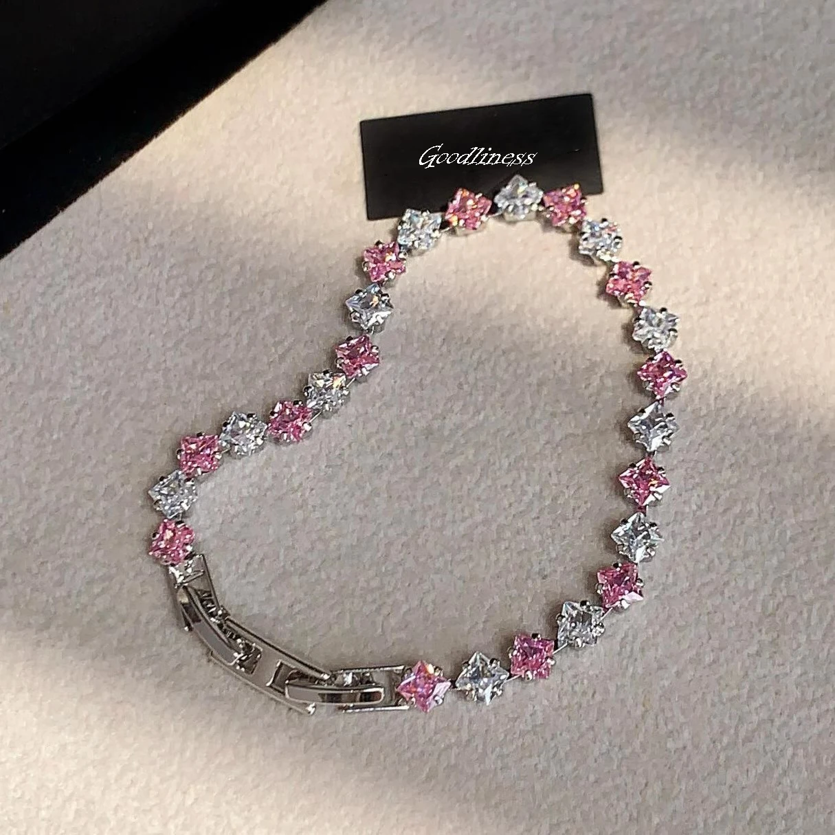 Exquisite Shining Rhinestone Zirconia Geometric Tennis Bracelet Women Fashion Trend Dinner Party Jewelry Girls Gift