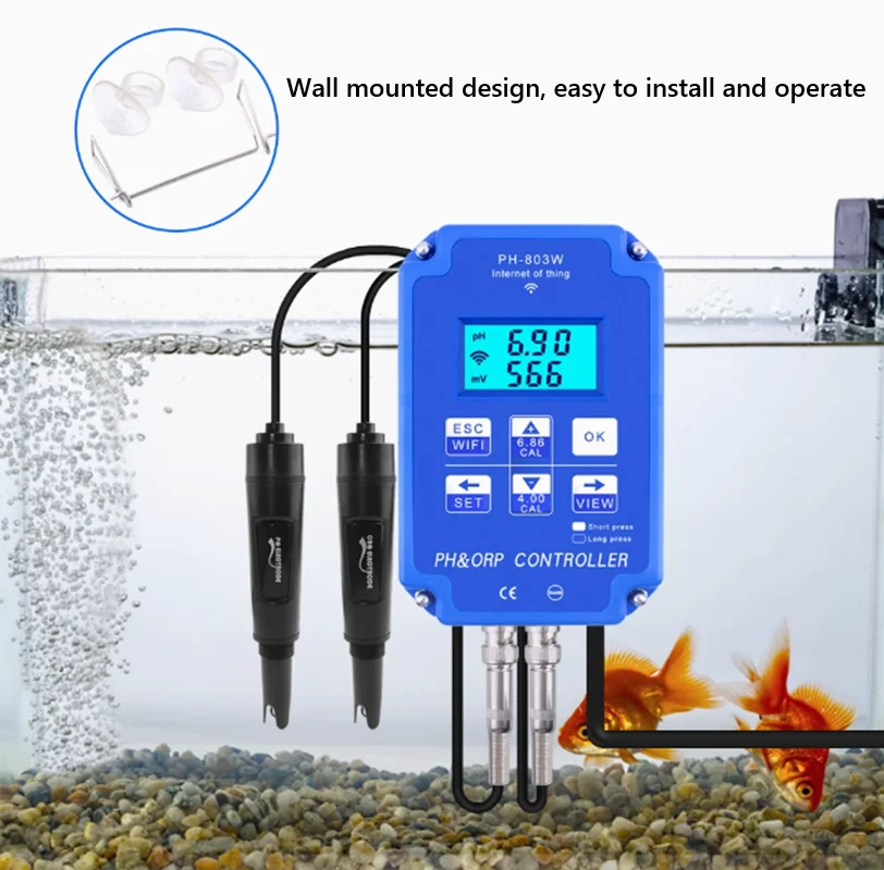 PH-803W WiFi monitoring digital pH redox controller aquaculture pH ORP meter