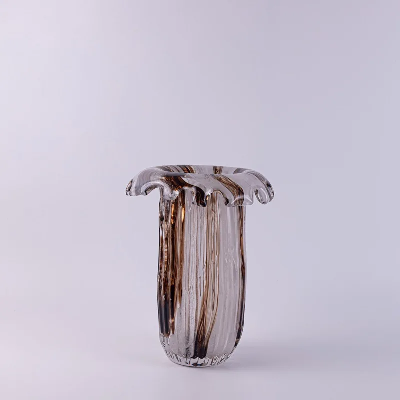 Italian creative light luxury crystal flow glass essence vase fruit plate dining table entrance living room decoration ornament