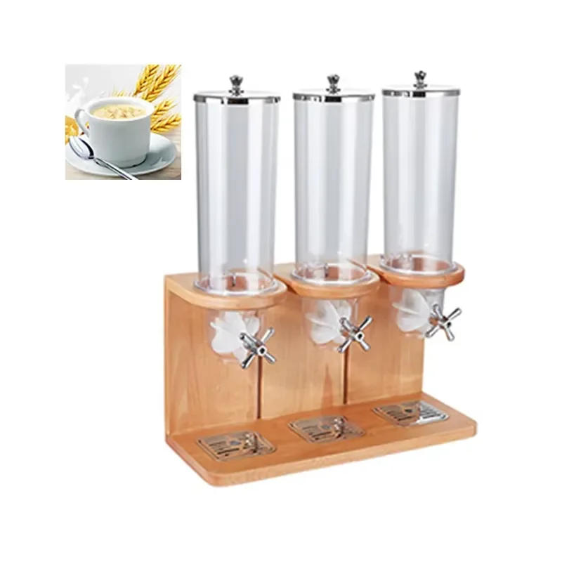 for Commercial Premium Wooden Oats Cereal Dispenser Dry Food Storage with Adjustable Valves