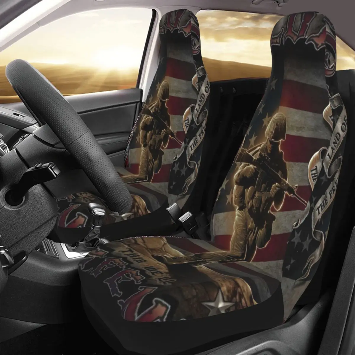 

Army Life Car Seat Cover Custom Printing Universal Front Protector Accessories Cushion Set