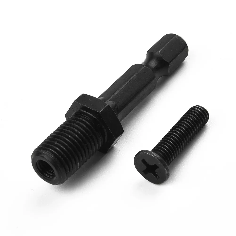 Drill Bits Drill Chuck Adapter 1/4" Hex Shank Black Keyless Chuck Locking Steel Strong Clamping Force Thread Screw