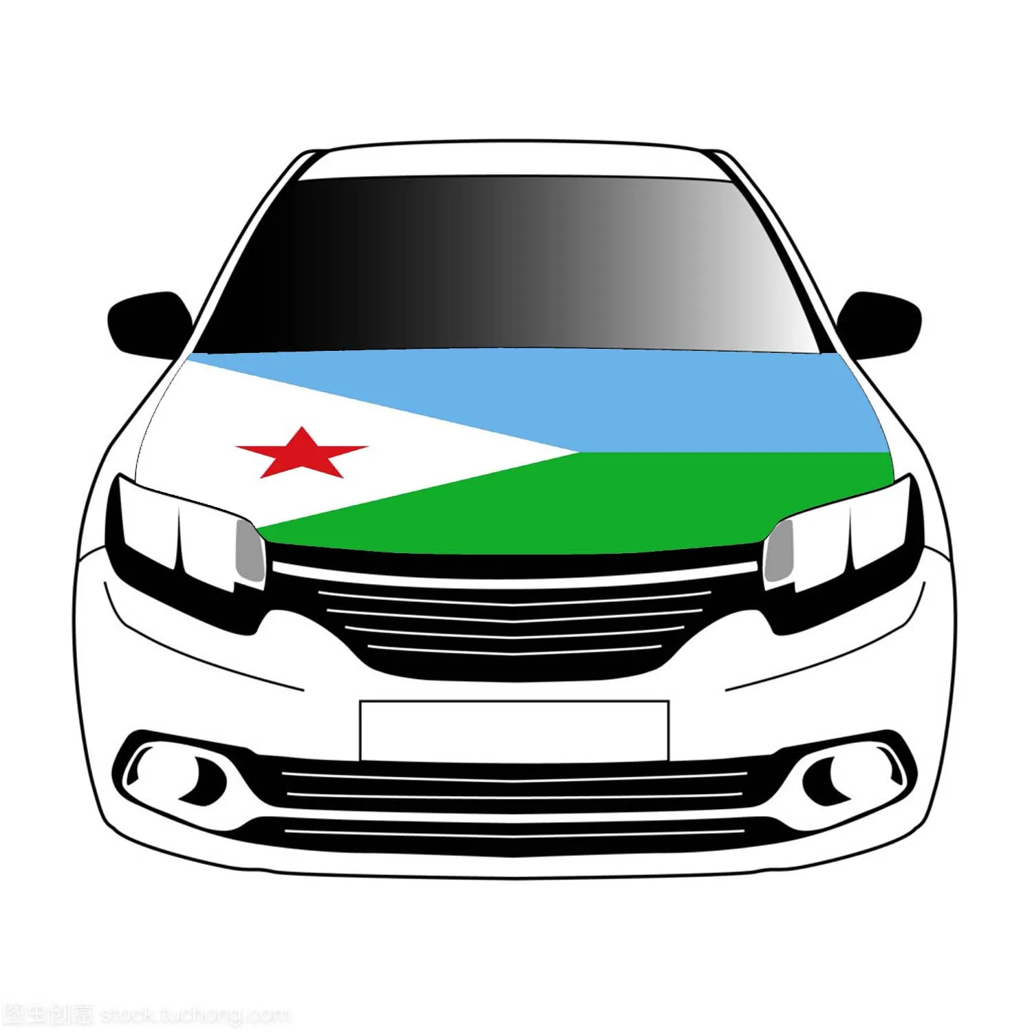 

Djibouti flag flags car Hood cover 3.3x5ft/5x7ft 100% polyester banner Digital Printing Activities festivals and car use