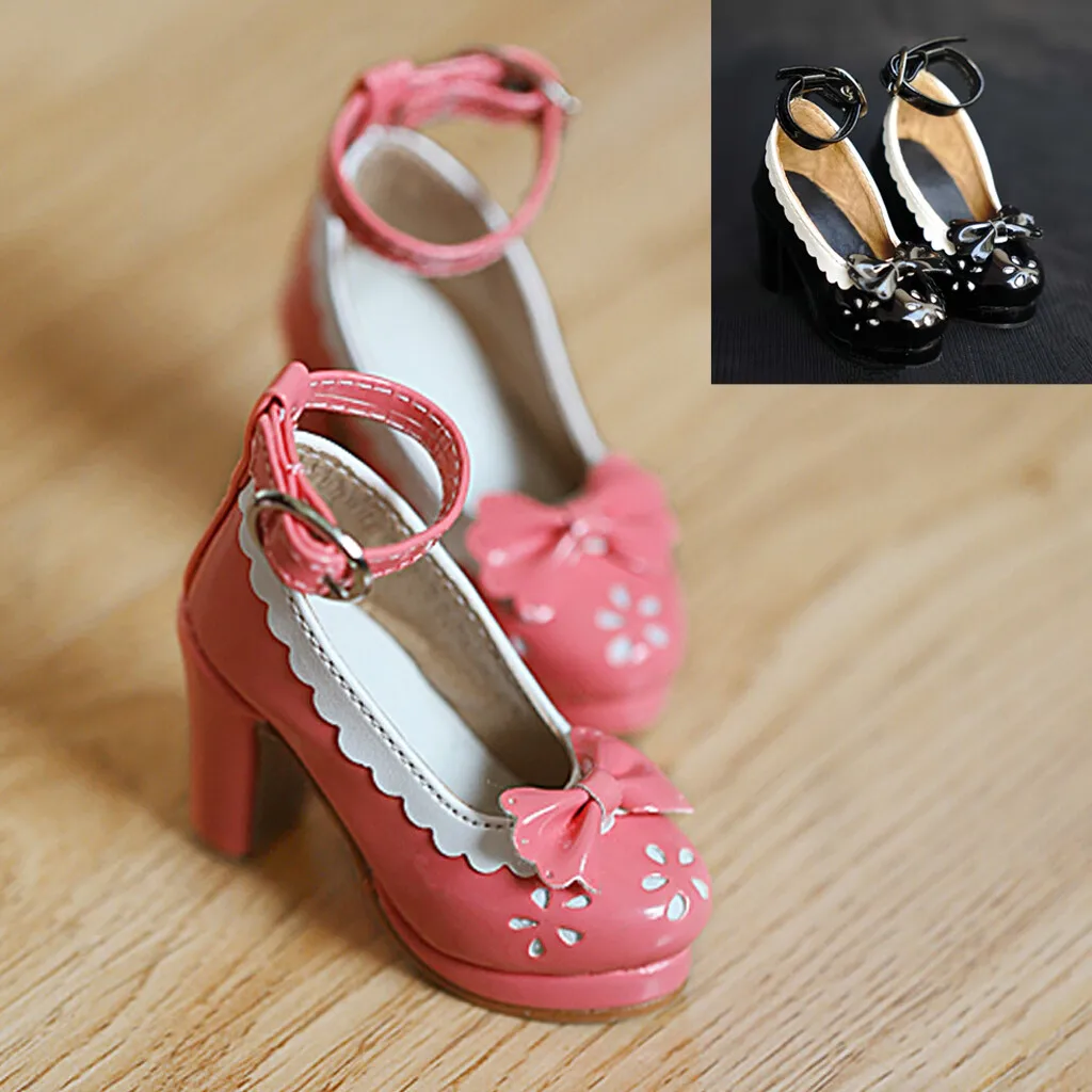 

[wamami] 52 # Розовые/черные туфли из синтетической кожи 1/3 SD BJD Dollfie на высоком каблуке-7,0 см