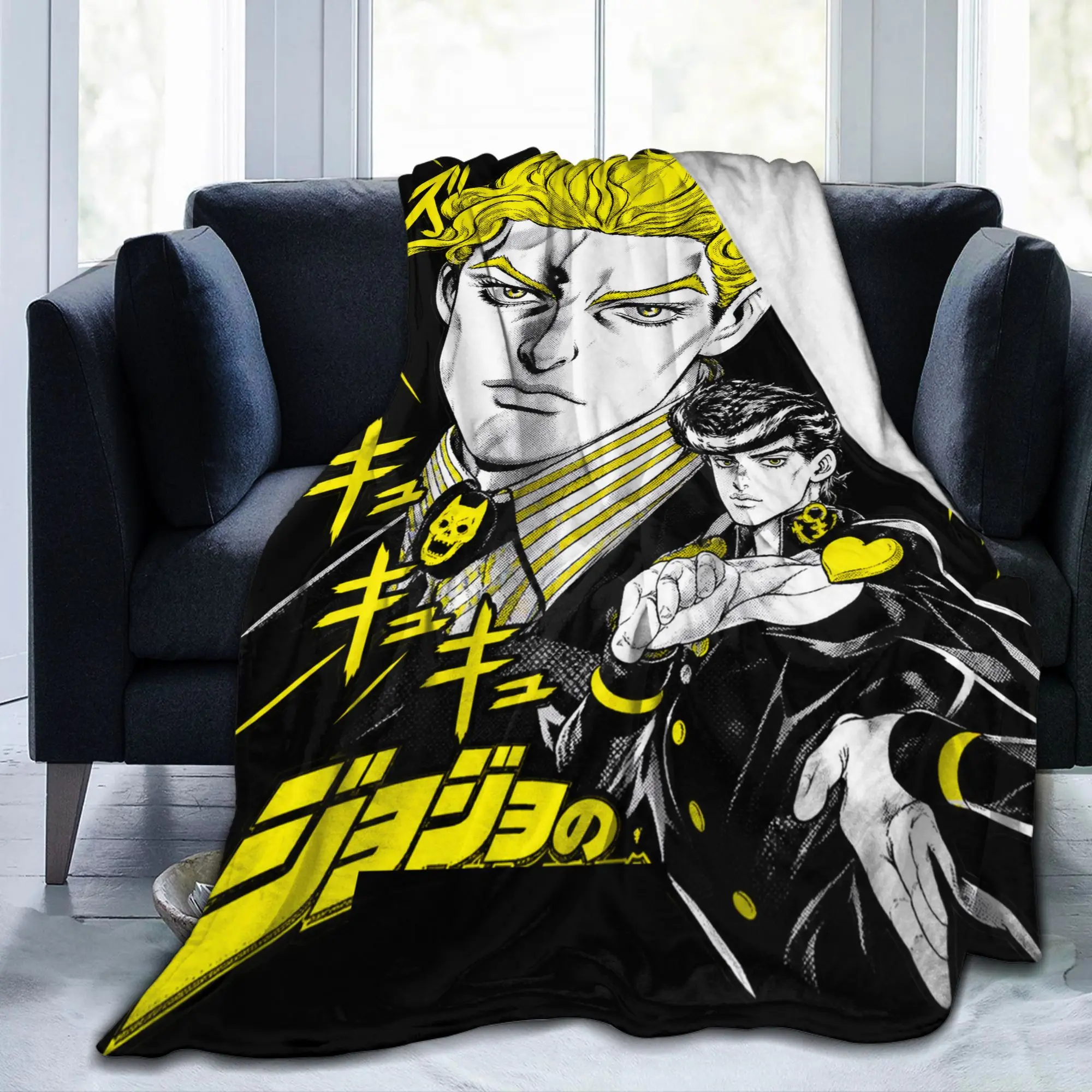 Jojo's Bizarre Adventure Yoshikage Kira Portrait Blanket  Travel Flannel Bedding Throws For Outdoor Warm Soft Quality Bedspread
