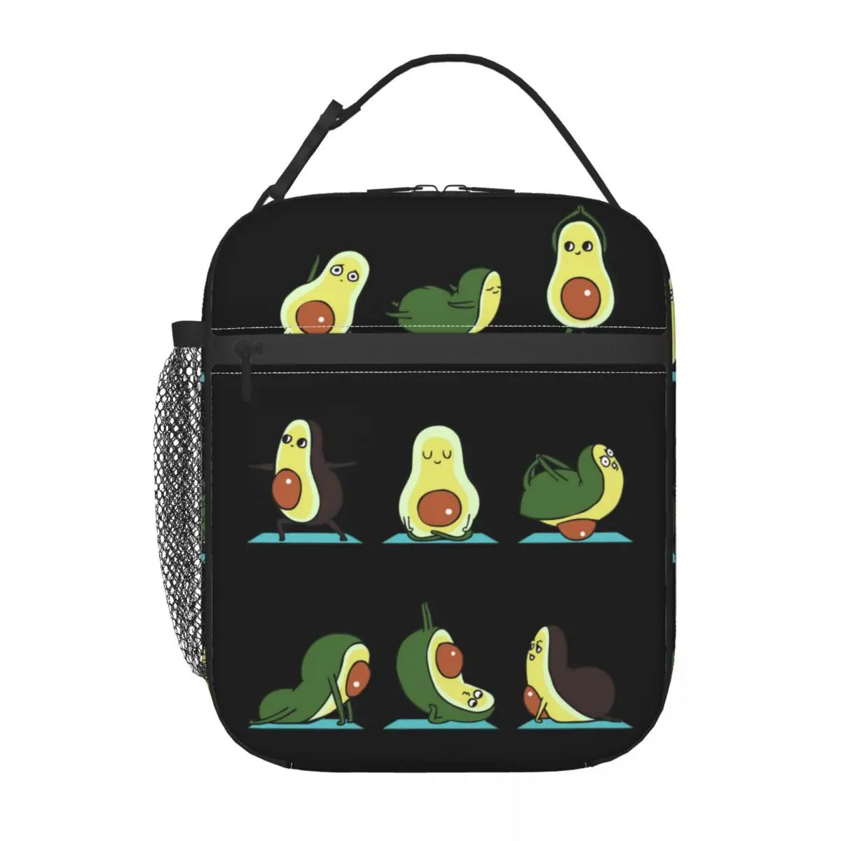 Bolsa de almuerzo con aislamiento térmico para mujer, contenedor reutilizable para niños, caja de comida multifunción, aguacate, Yoga