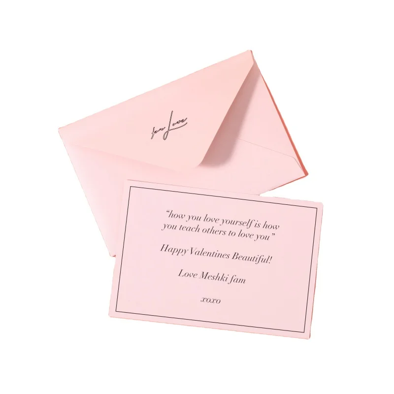 

Custom luxury pink gold foil recycled business card printing with border / edge paper thank you card