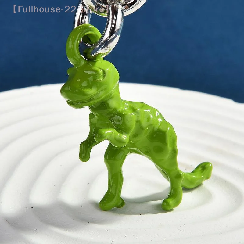 【MAX-22】 3D stereoskopischer grüner Dinosaurier-Metall-Schlüsselanhänger, kleiner Dinosaurier-förmiger Schlüsselanhänger