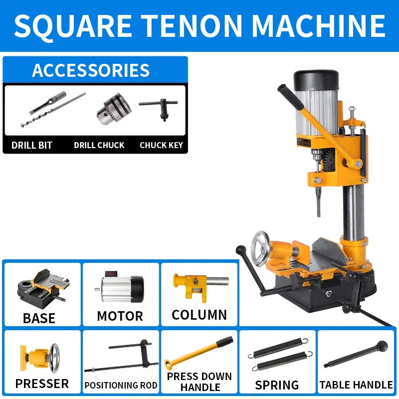 

Square tenon machine woodworking table opening machine small tenoning machine square hole drilling slotting machine table drill