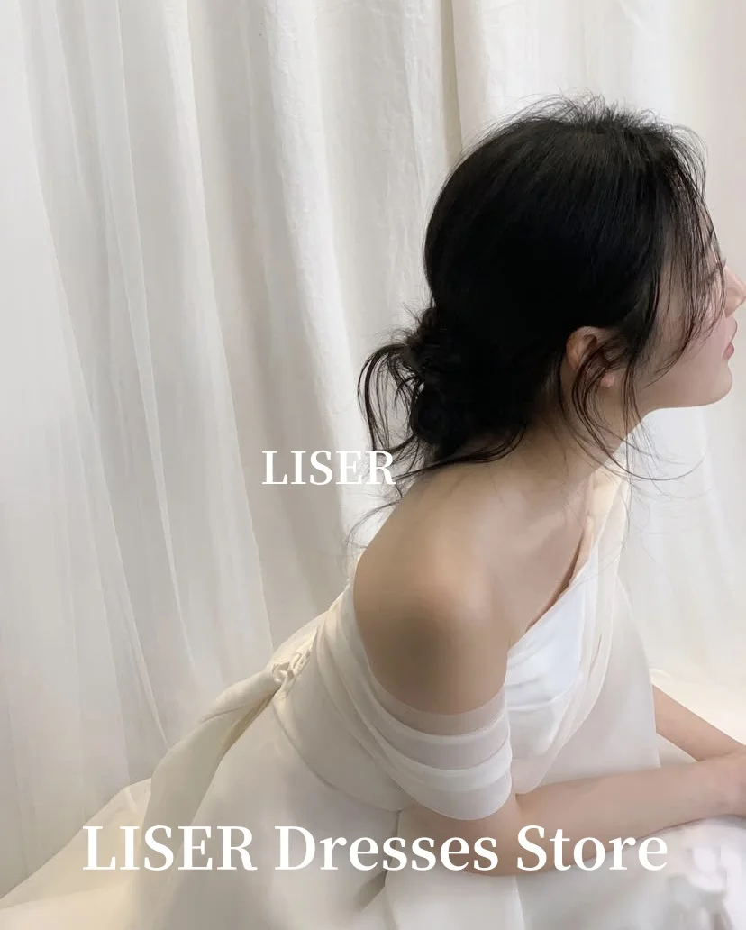 Liser الحبيب كوريا فساتين الزفاف صورة تبادل لاطلاق النار لينة الشيفون أكمام الطابق طول زي العرائس مشد الظهر ویزدينغ DersCustomized