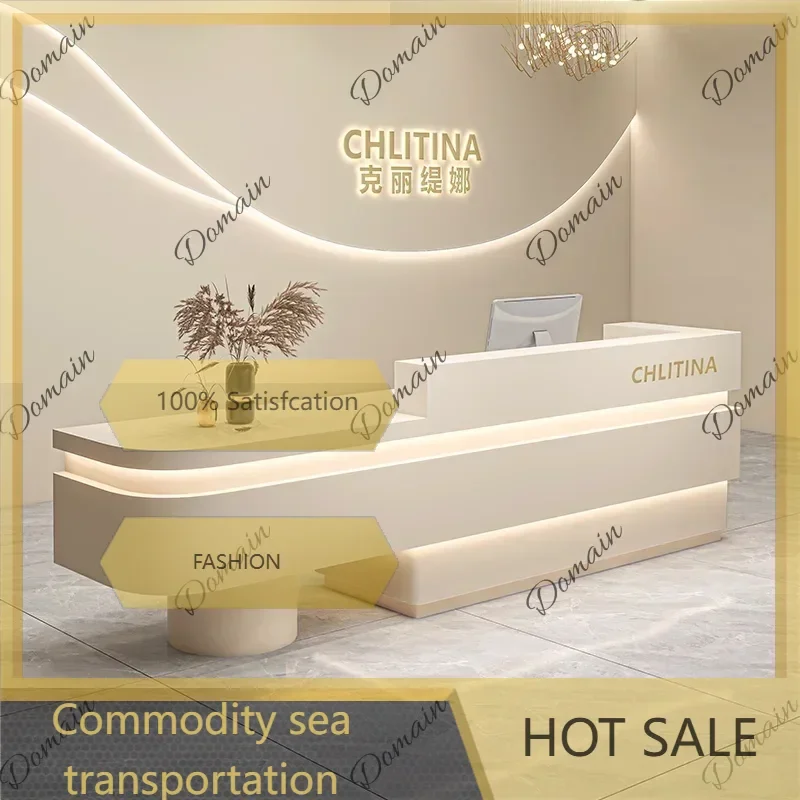 DE Hair Salon Front Desk Clothing Store Baking Paint Computer Desk Bureaux De Travail Reception Counter Customer Center Furnitur