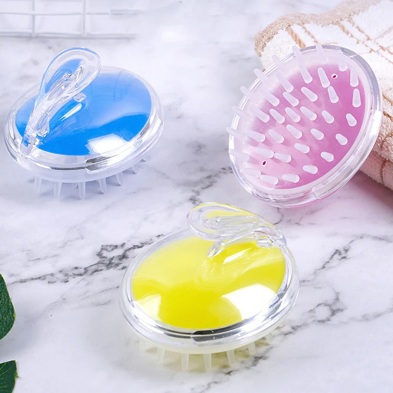 Cepillo de baño de silicona suave, depurador, lavado de pelo, cuidado de la ducha, suministros de limpieza, cabezal transparente de cristal, cepillo de champú para masaje