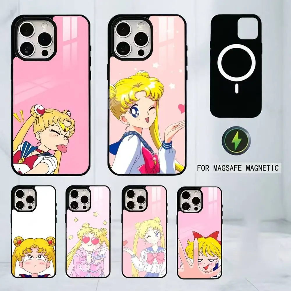 

Cartoon S-Sailor M-Moons Phone Case For iPhone17,16,15,14,13,12,11 Plus,Pro Magnetic with Magsafe Wireless Charging