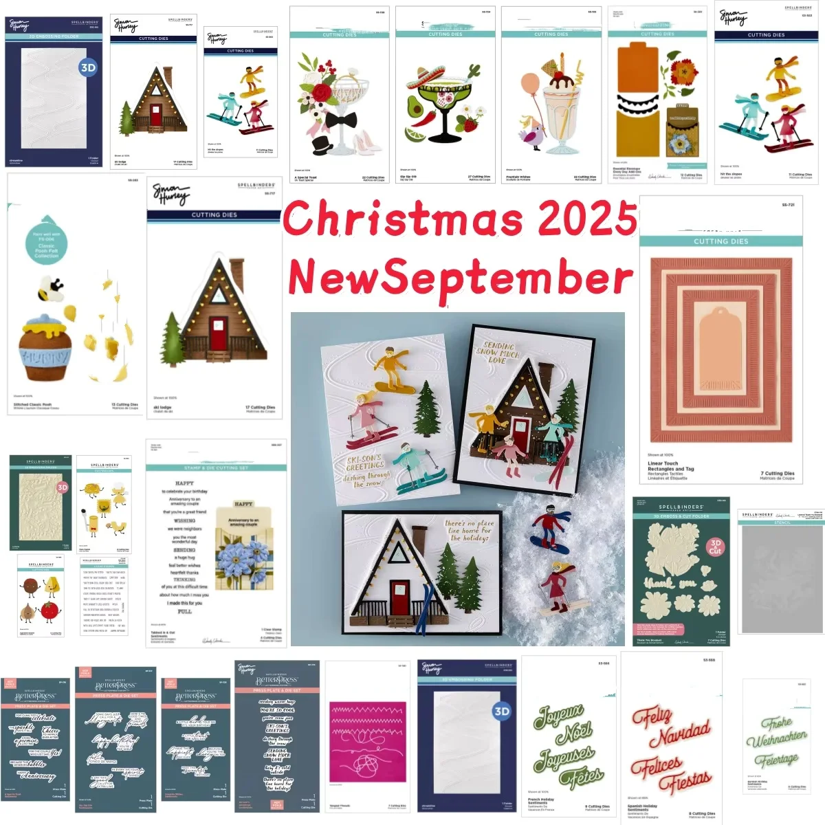 

Wishes Sentiments Fountain Skiing Flowers Metal Cutting Dies Stamp Stencil Press Plate For DIY Scrapbook Decoration 2025 Winter