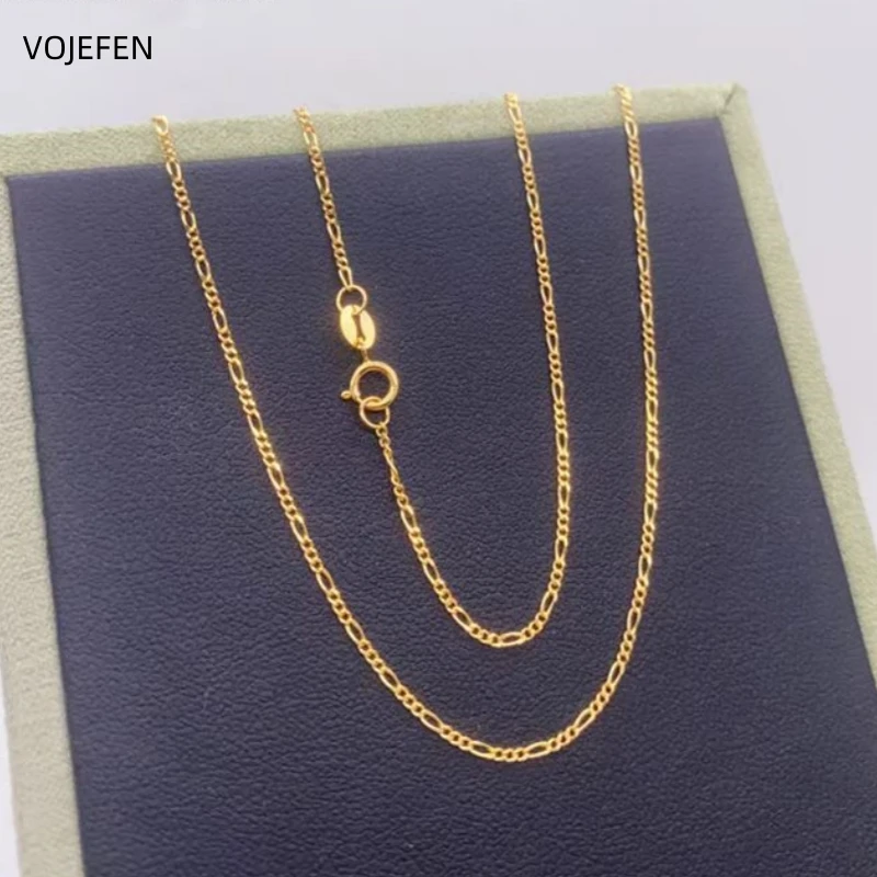 VOJEFEN AU750 Gold Necklace 18K Real Gold Figaro Chains Choker Jewel High Quality Luxury Brands Genuine Fine Jewelry Wholesale