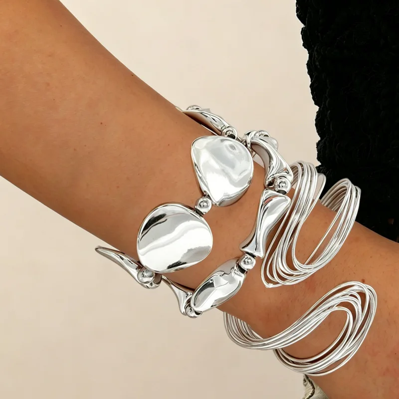 3 fashionable geometric line open bracelet bracelets bracelet set, suitable for daily wear, holiday party outfits, and gifts for