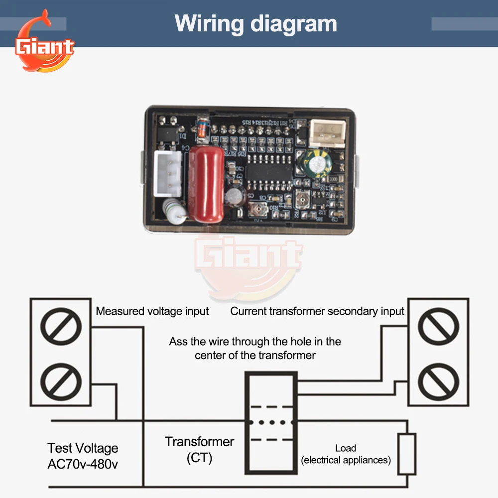 AC 70-480V 10A/100A Digital Voltmeter Ammeter Dual Display Voltage Current Tester Volt Meter Gauge Detector Current Meter Panel