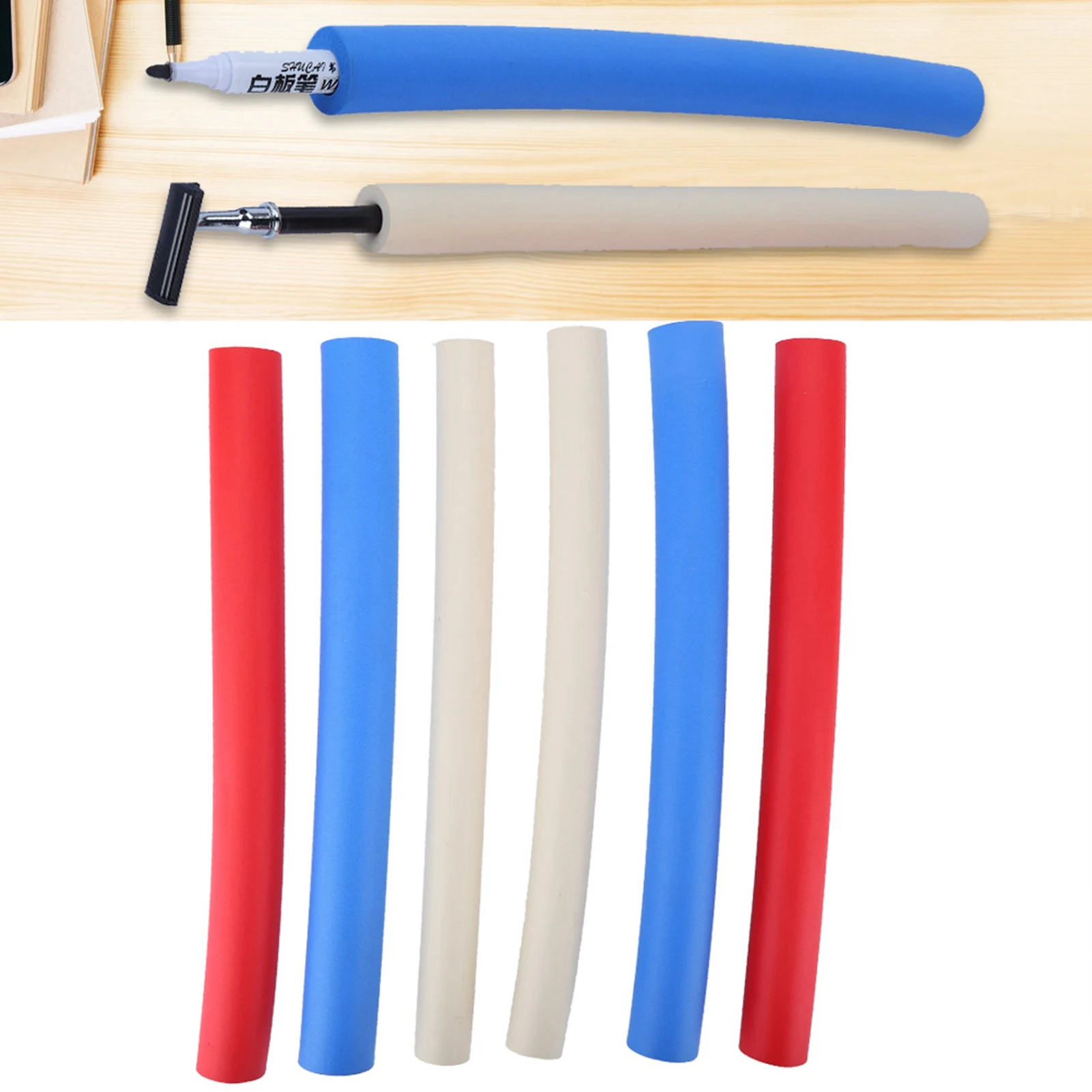 6Pcs Non Slip Foam Handle Sleeve Cover Utensils Razor Pen Foam Grip Tubing For Elderly Non slip Handle Sleeve Foam Handle Sleeve