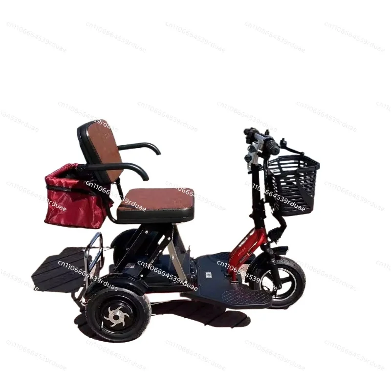 

3 Wheels Family Mobility Scooter For Senior Folding Travel With Child Seat Adult Electric Tricycle With Basket Removable Battery