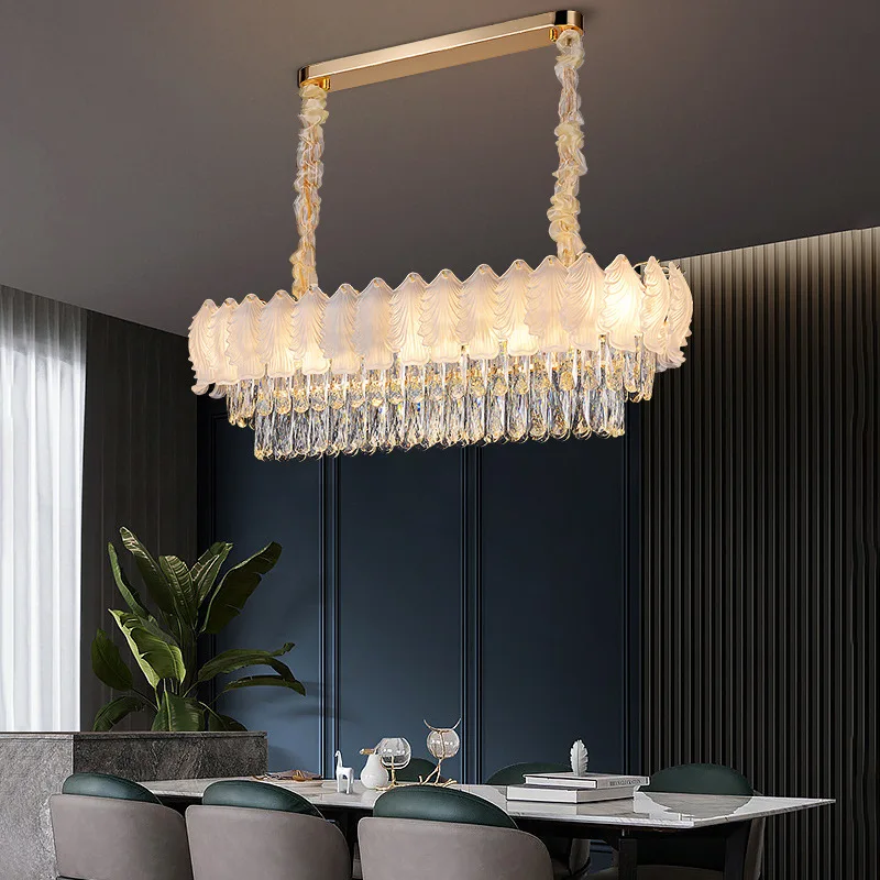 

AiPaiTe luxury Crystal Glass Chandelier strip Dining Room pendant light Decoration for living room bedroom Indoor Light fixture